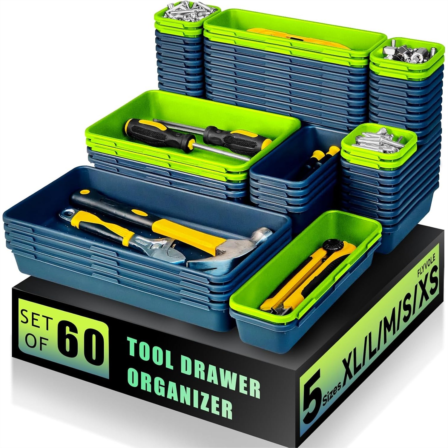 Drawer Organizer Tray - Tool Box Organizer Tray, 60PCS Interlocking