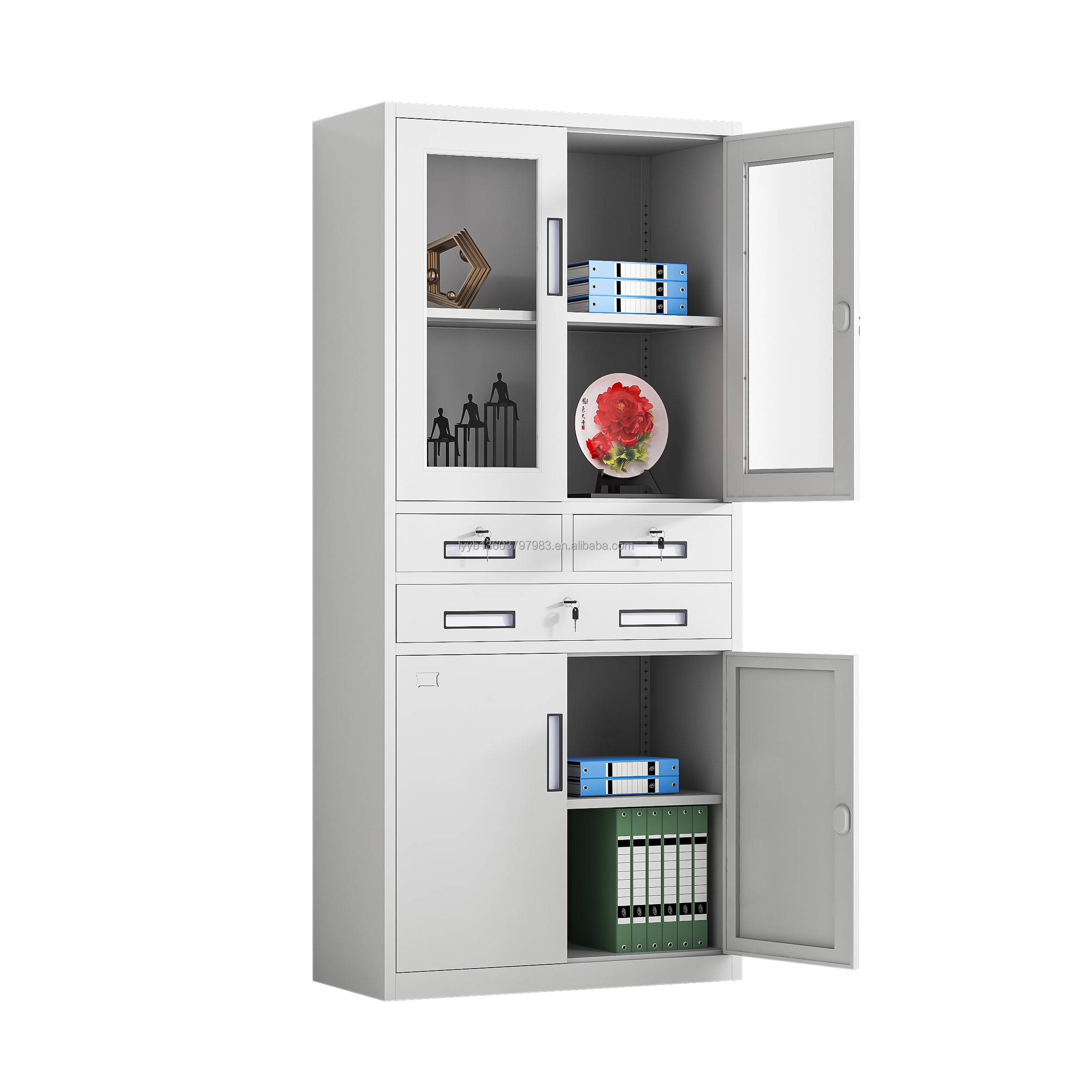 Office Furniture Warehouse - Steel Cabinet Glass Door Metal Storage