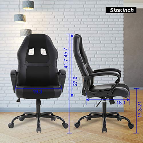 Black PU Leather Ergonomic Gam - Office Furniture Ergonomic บทวิจารณ์และราคา