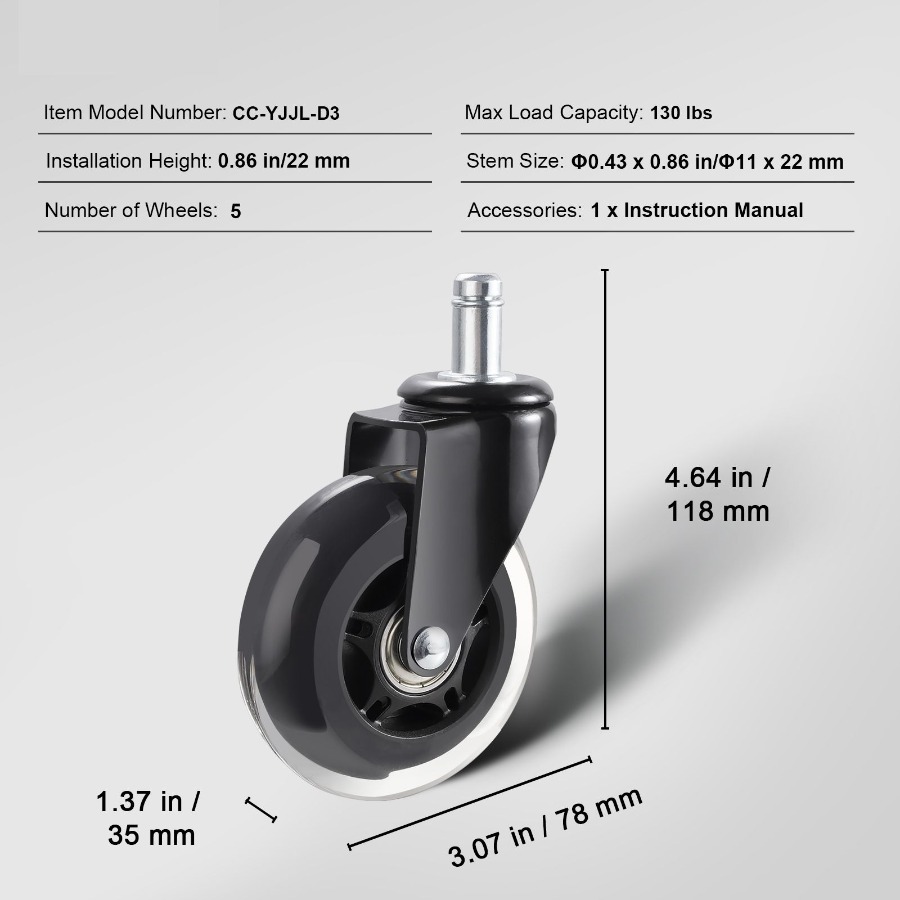 Office Chair Wheels Set of 5 3 - Office Furniture Direct บทวิจารณ์และราคา
