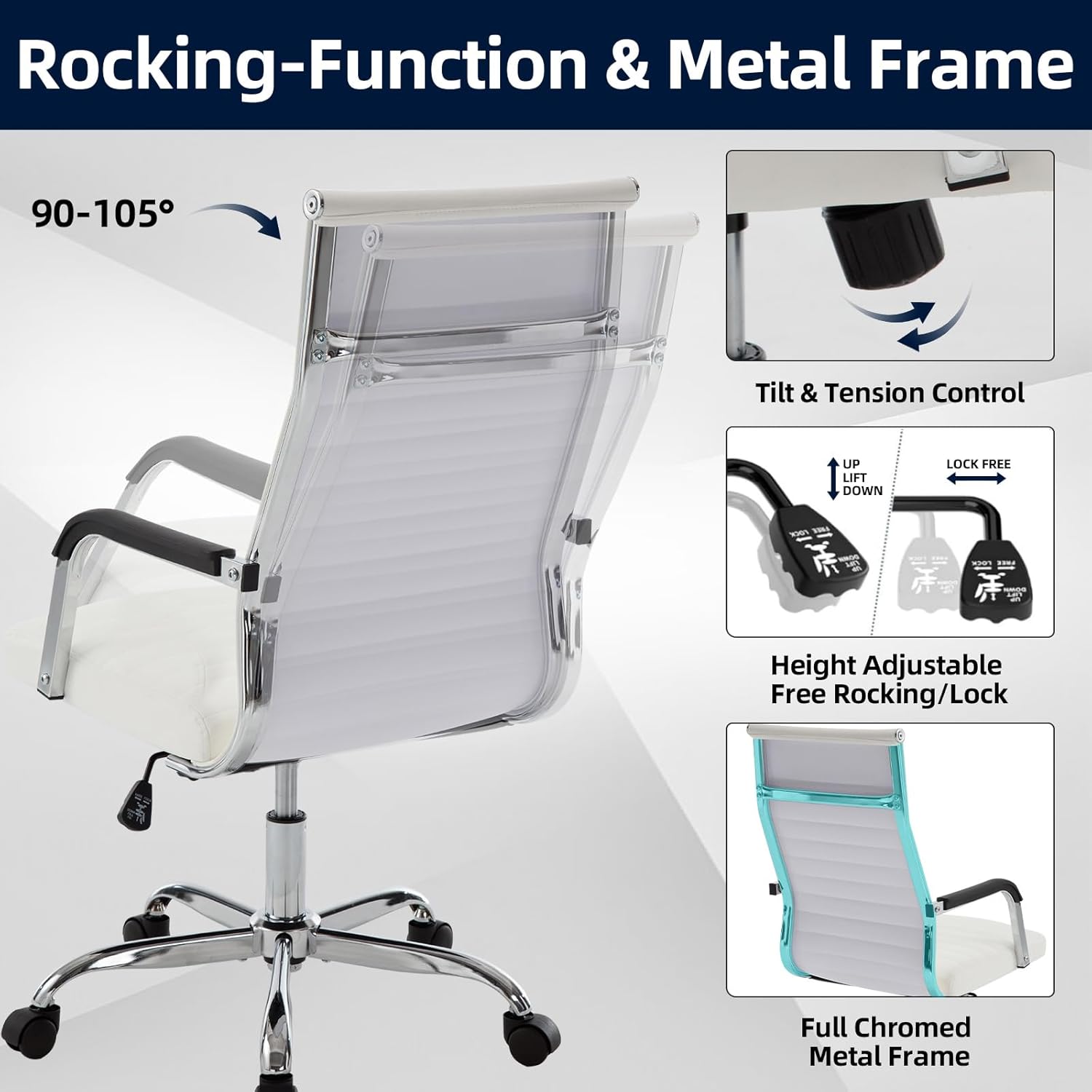 Ergonomic Ribbed Leather Offic - Office Furniture Ergonomic บทวิจารณ์และราคา