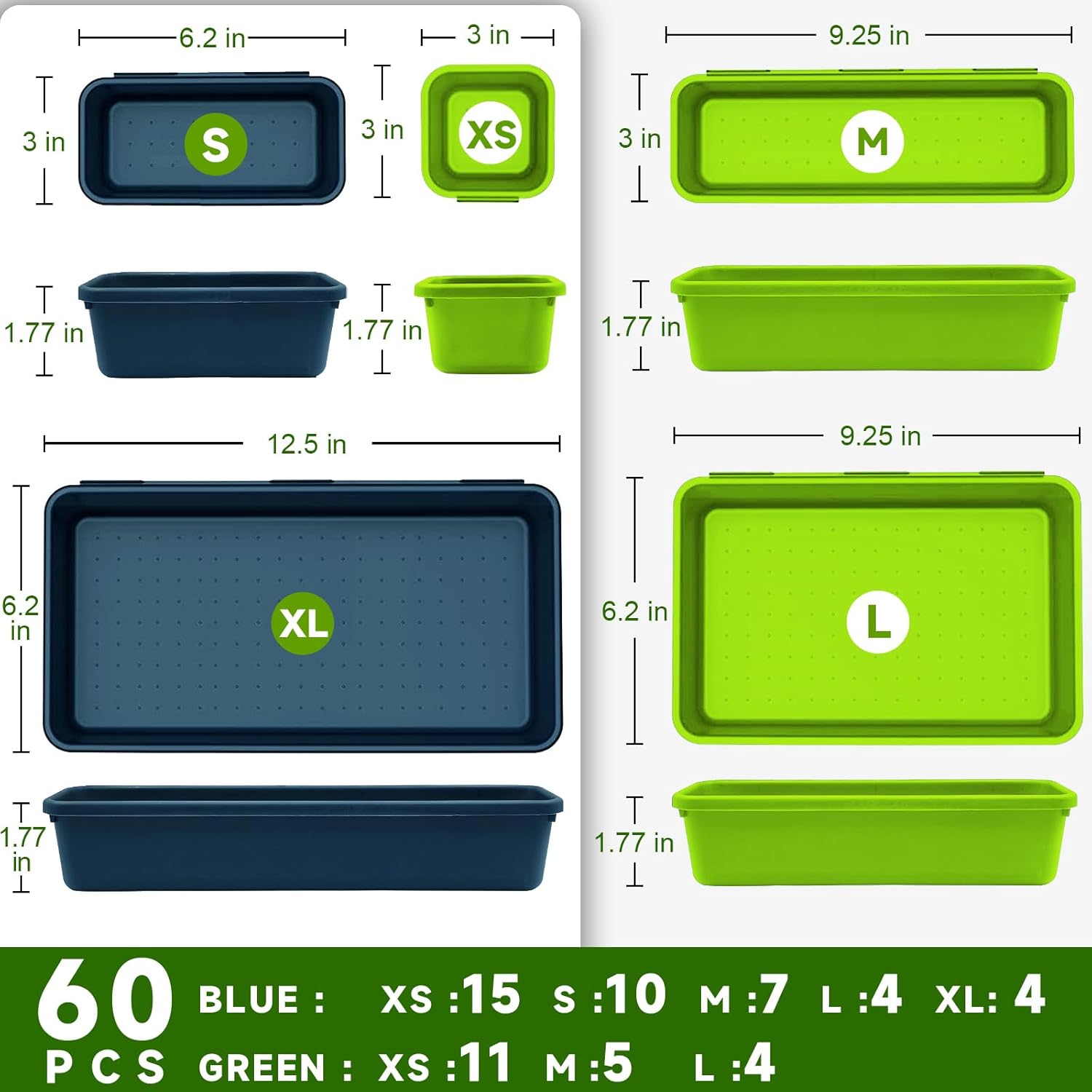 Tool Box Organizer Tray, 60PCS - Drawer Organizer Tray บทวิจารณ์และราคา