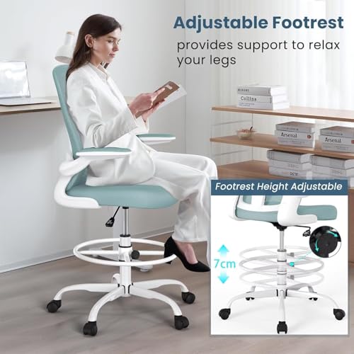 Light Blue Ergonomic Drafting  - Office Furniture Ergonomic บทวิจารณ์และราคา