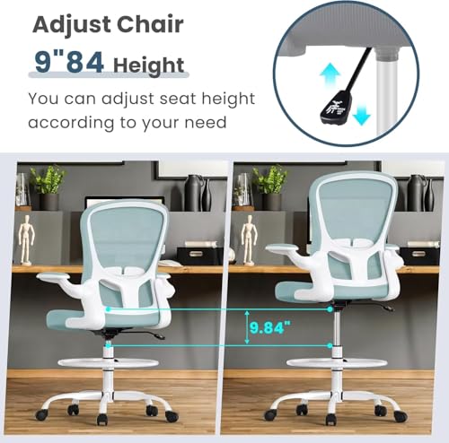Light Blue Ergonomic Drafting  - Office Furniture Ergonomic บทวิจารณ์และราคา