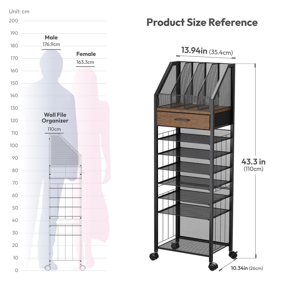 9Tier Rolling File Cart Paper  - Drawer Organizer Tray บทวิจารณ์และราคา