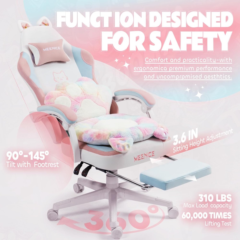 Gaming Chair Cute with Cat Ear - Office Furniture Ergonomic บทวิจารณ์และราคา