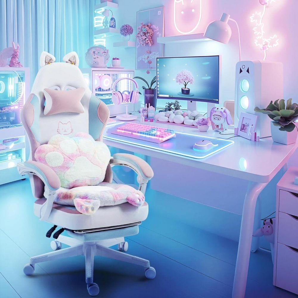 Gaming Chair Cute with Cat Ear - Office Furniture Ergonomic บทวิจารณ์และราคา