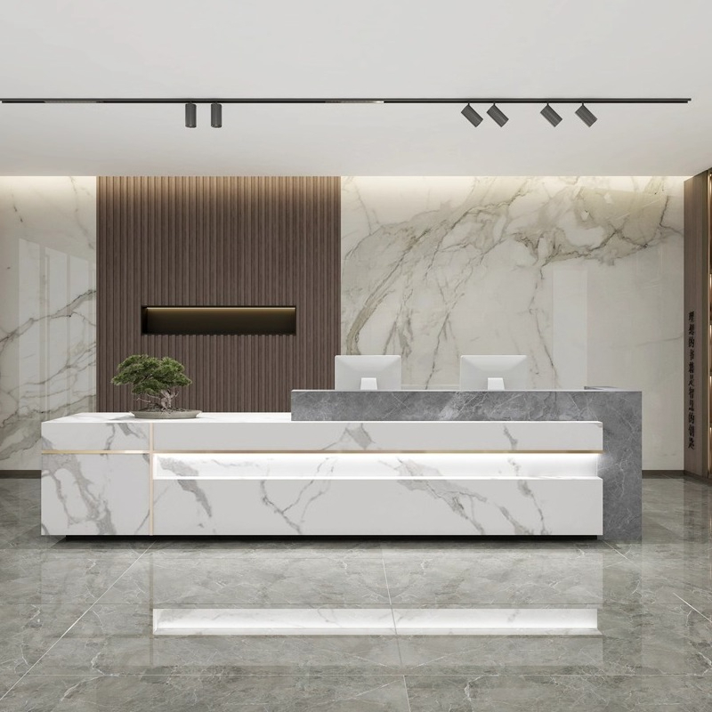 Nordic Luxury Marble Reception - Office Furniture High End บทวิจารณ์และราคา
