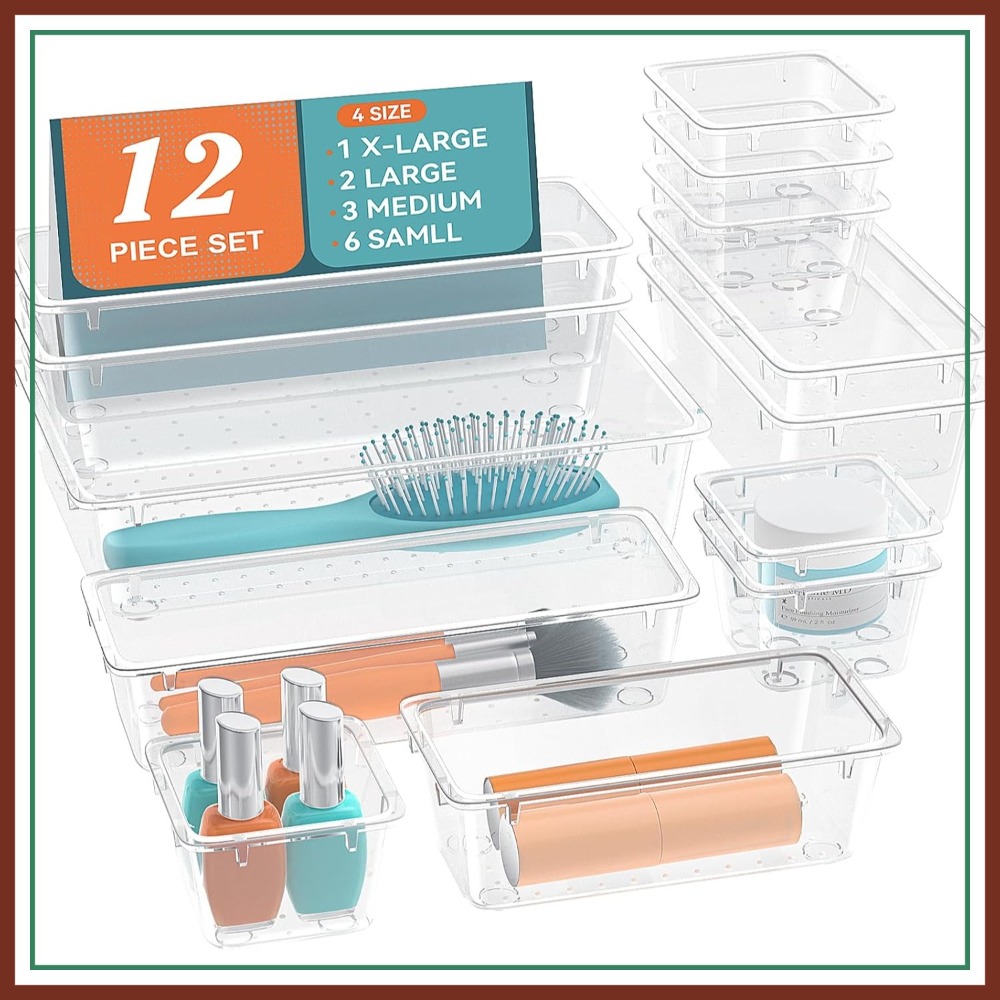 12 PCS Drawer Organizer Set, 4 - Drawer Organizer Tray บทวิจารณ์และราคา