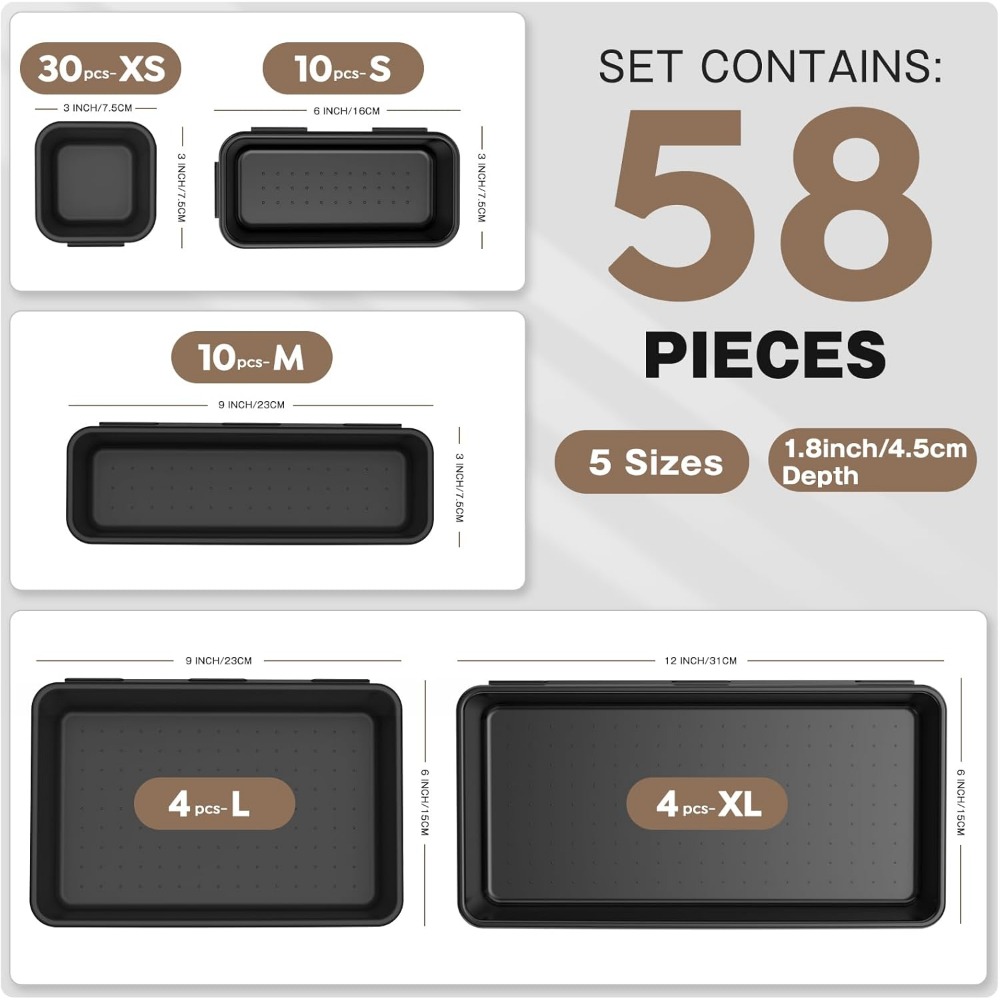 58 Piece Toolbox Organizer Tra - Drawer Organizer Tray บทวิจารณ์และราคา