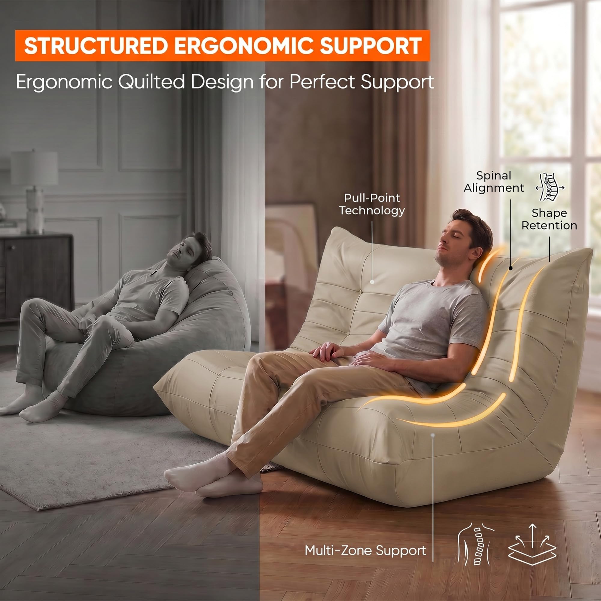 Boneless Oversized Floor Sofa  - Office Furniture Ergonomic บทวิจารณ์และราคา