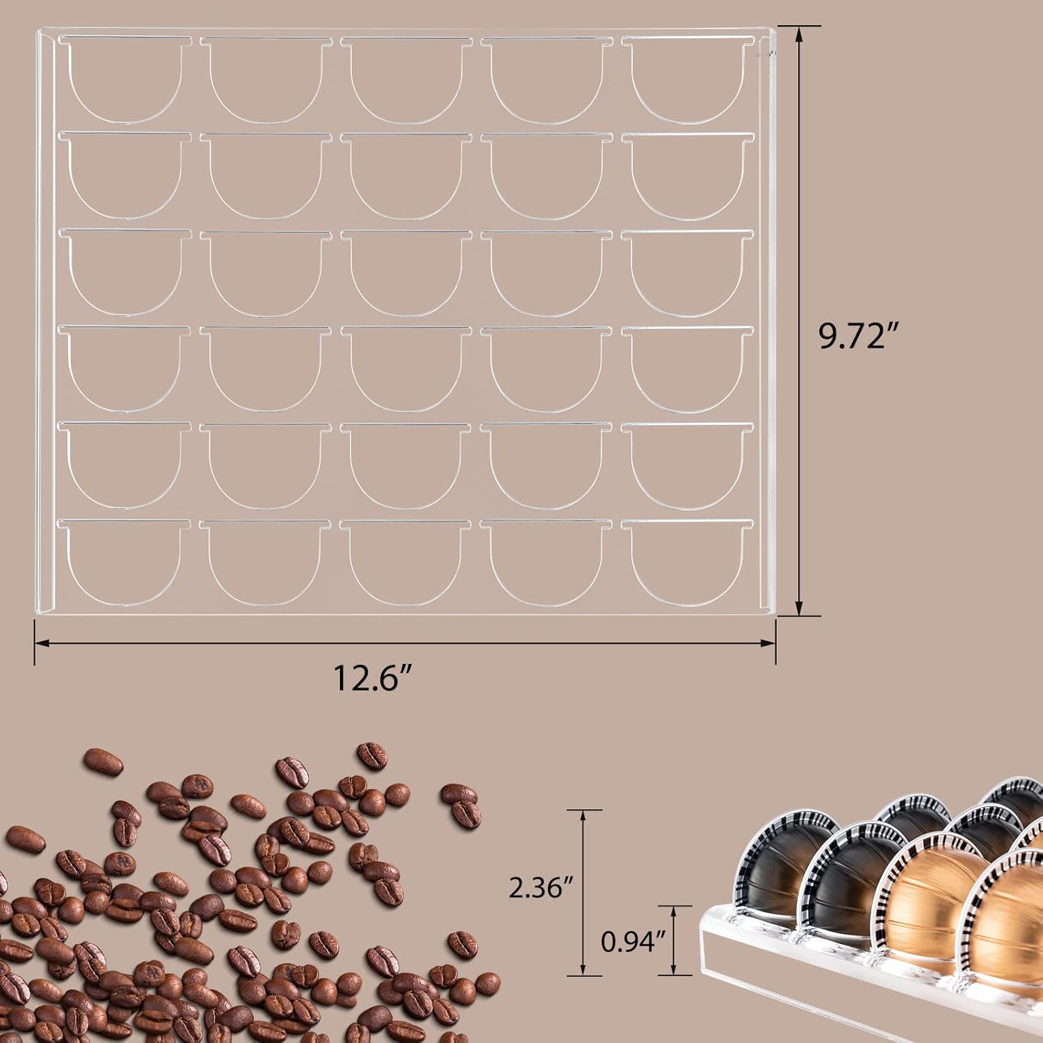 30-Slot Coffee Capsule Drawer  - Drawer Organizer Tray บทวิจารณ์และราคา