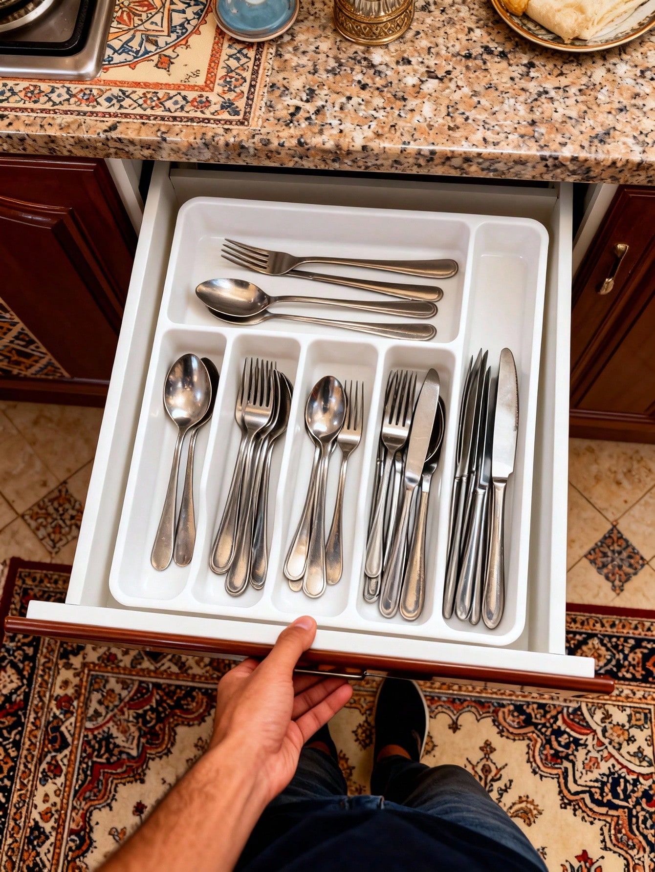 1pc Flat Cutlery Storage Tray, - Drawer Organizer Tray บทวิจารณ์และราคา