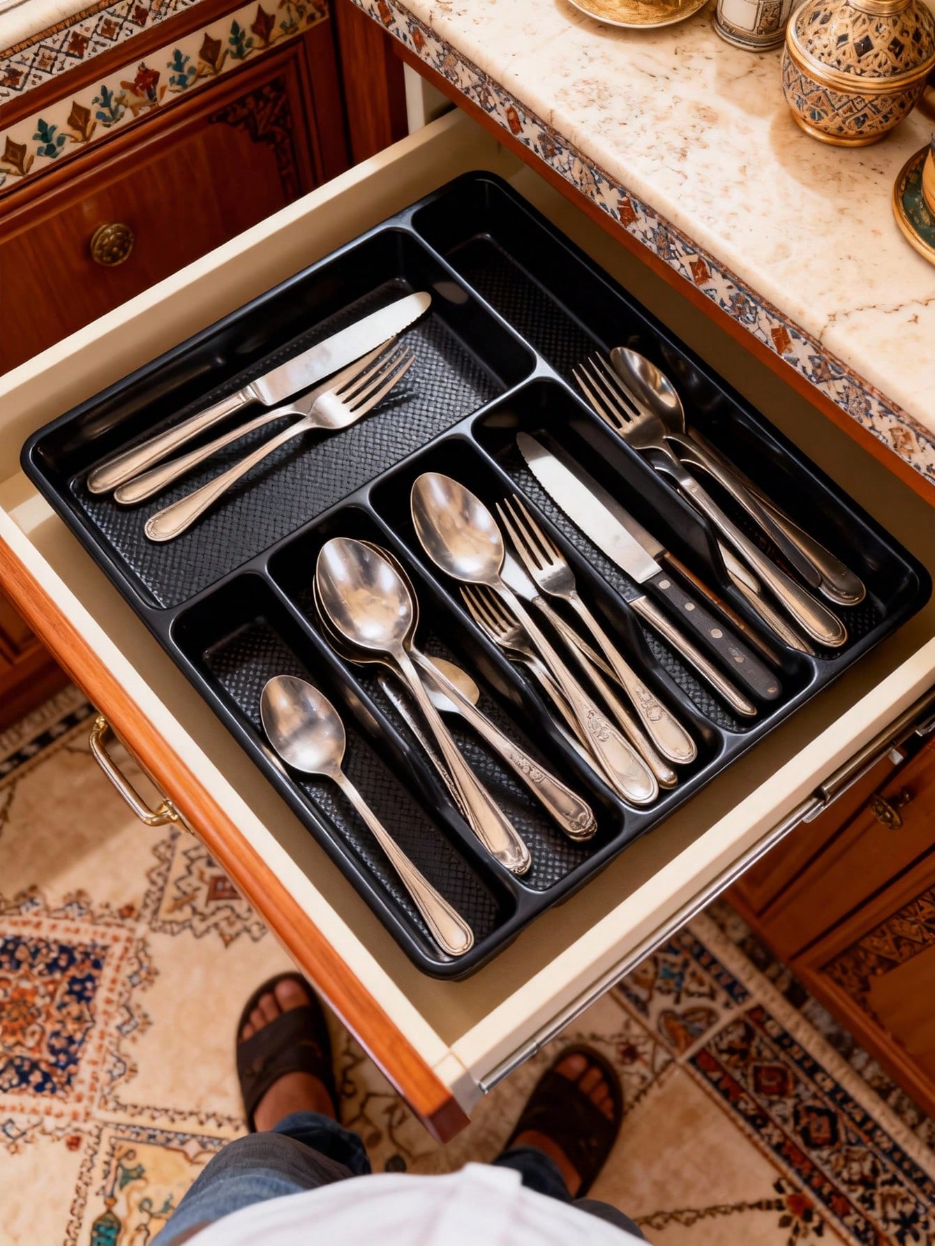 1pc Flat Cutlery Storage Tray, - Drawer Organizer Tray บทวิจารณ์และราคา